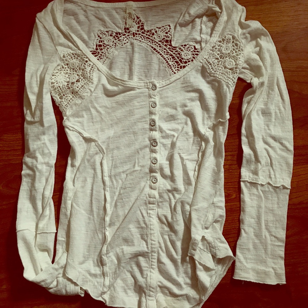 Free People White Long Sleeve